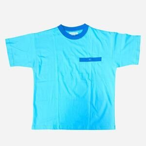 Vintage 1990s Secrets Sun Prints Turquoise Pocket T Shirt